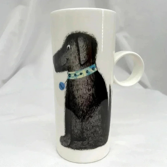 Crown Trent Black Spotted Dogs Tall Mug White Coffee Cup Fine Bone China 14oz - Picture 2 of 10